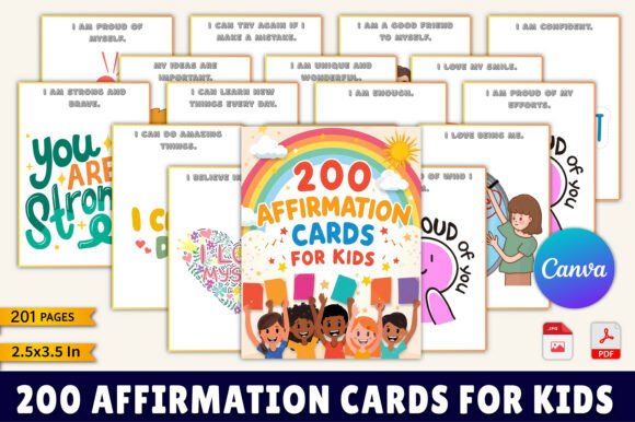 200 Affirmation Cards for Kids