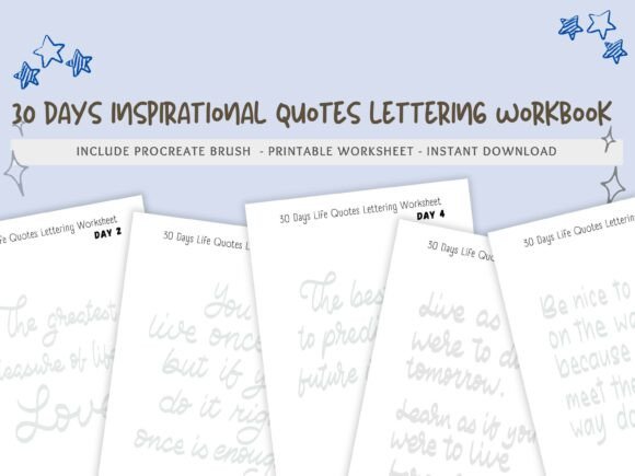 30 Days Lettering Worksheet Practice