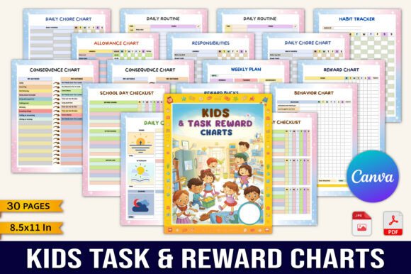 Kids Task Reward Charts Planner