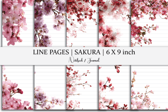 Sakura Notebook Lined Paper Digital Template