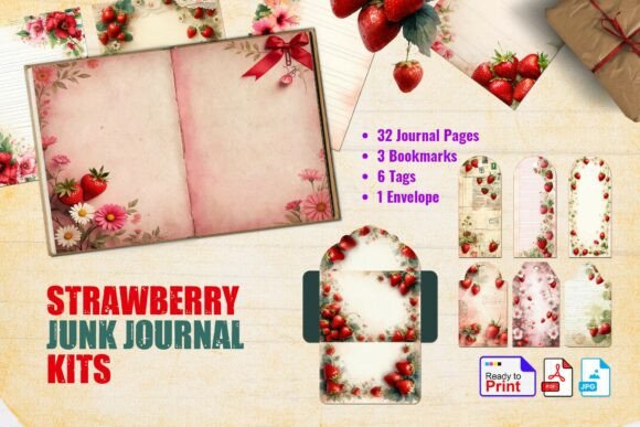 Strawberry Junk Journal Kit